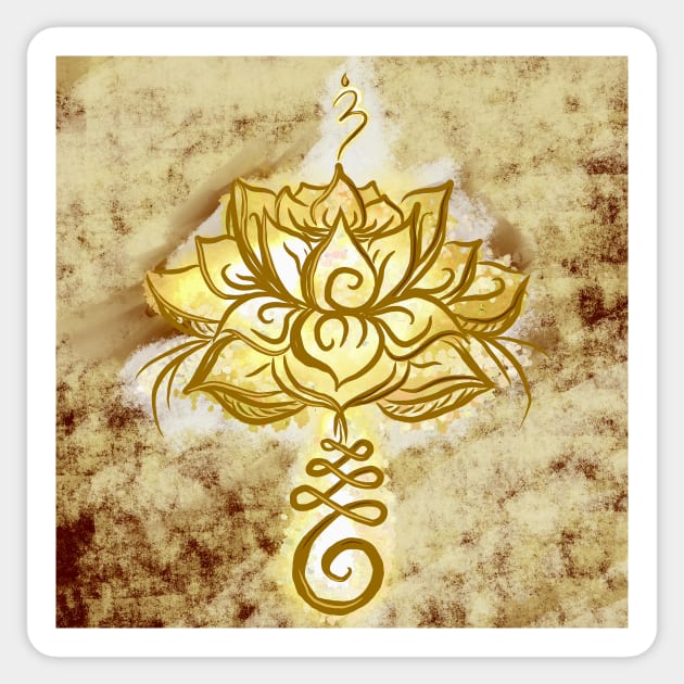 The Noble Path to the Golden Lotus Sticker by laceylschmidt